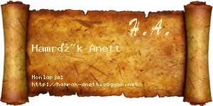 Hamrák Anett névjegykártya